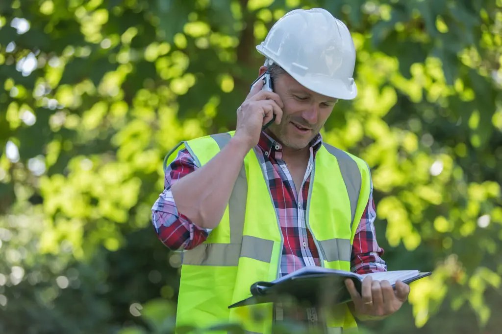 Contractor on the phone