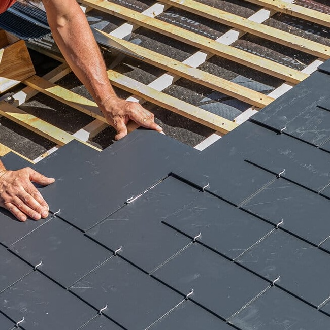 Closeup of metal roof